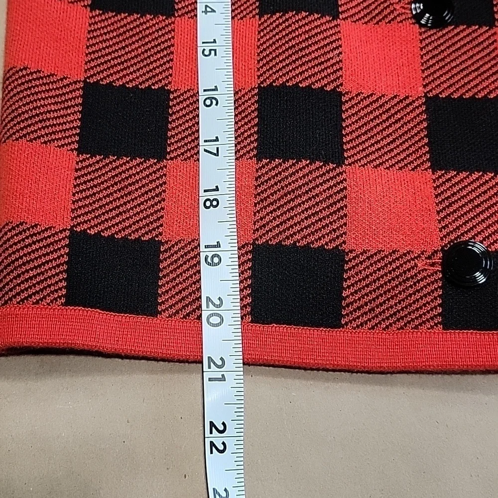 J. Crew Size Unknown Red & Black Buffalo Check / Plaid Double Breasted Cardigan